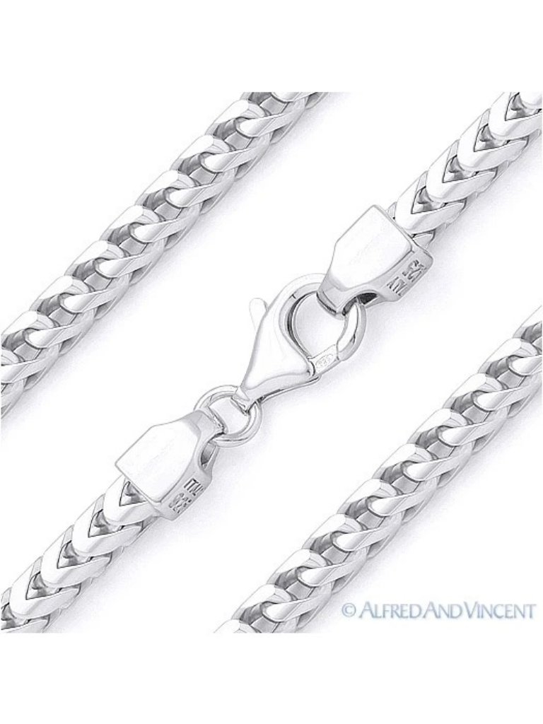 4.2mm Franco Arrow-Link Chain Necklace In .925 Sterling Silver W/ Rhodium - 20"